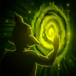 Orc creating a glowing spiral.